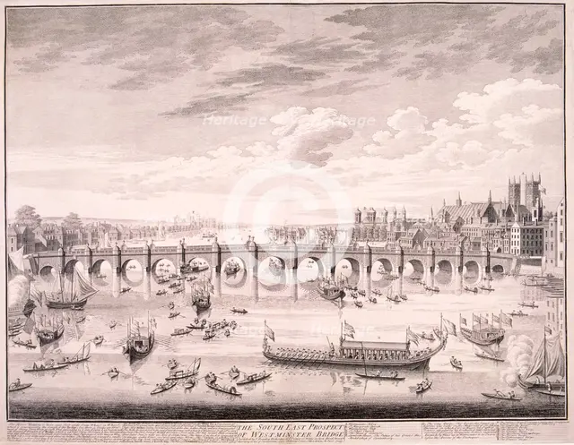 Westminster Bridge, 1747. Artist: Samuel Wale