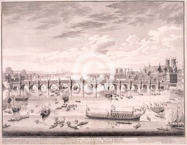 Westminster Bridge, 1747. Artist: Samuel Wale