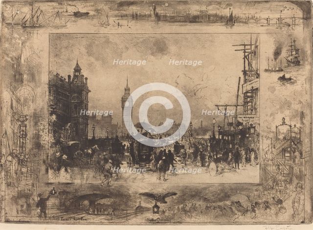 Westminster Bridge, 1884. Creator: Felix Hilaire Buhot.