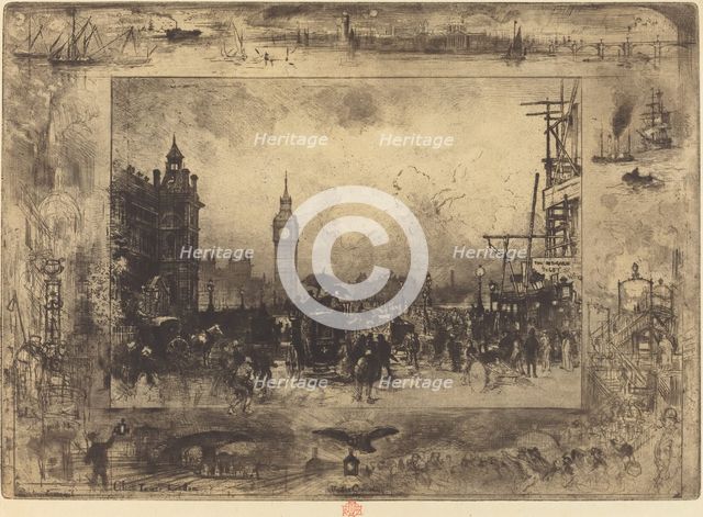 Westminster Bridge, 1884. Creator: Felix Hilaire Buhot.