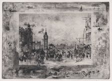 Westminster Bridge, or Westminster Clock Tower, 1860-98. Creator: Felix Hilaire Buhot