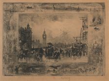 Westminster Bridge, or Westminster Tower, 1884. Creator: Félix Hilaire Buhot (French, 1847-1898)