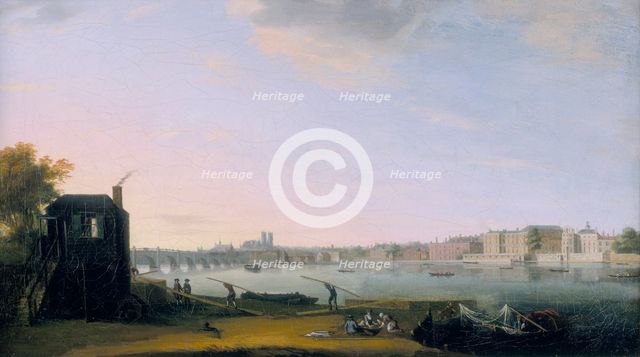 'Westminster Bridge and Whitehall from Lambeth', c1775. Creator: Unknown.