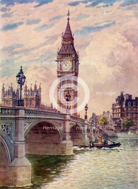 'Westminster Bridge and Big Ben', c1948. Creator: Unknown.