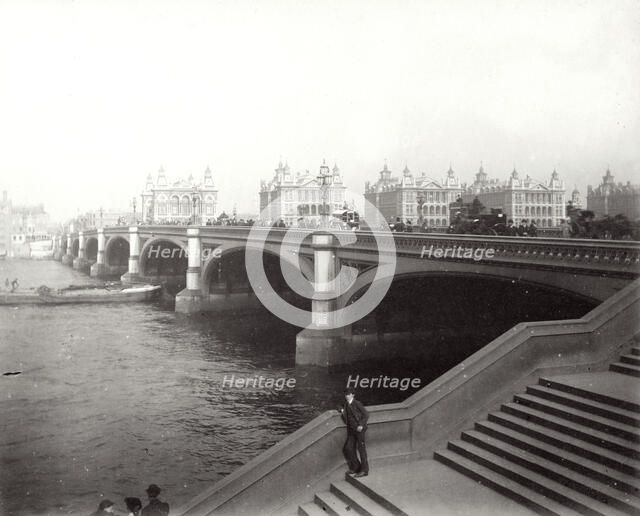 Westminster Bridge and St Thomas's Hospital, London, 1887. Artist: Unknown