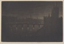 Westminster, Evening, 1909. Creator: Joseph Pennell