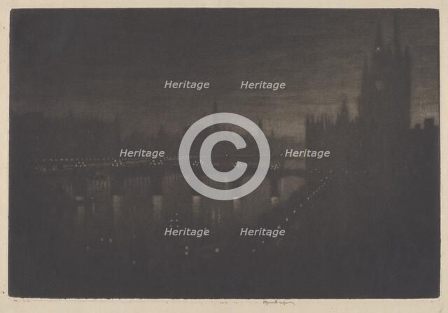 Westminster, Evening, 1909. Creator: Joseph Pennell.