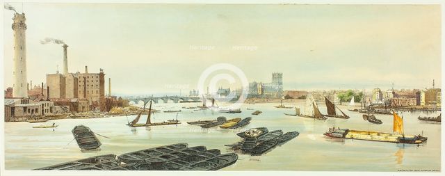 Westminster, from Waterloo Bridge, plate nineteen from Original Views of London as It Is, 1842. Creator: Thomas Shotter Boys.