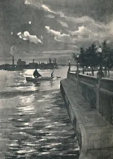 Westminster from Blackfriars Bridge - Night 1891. Creator: William Luker