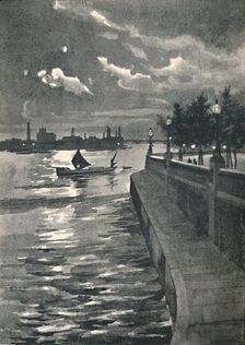 Westminster from Blackfriars Bridge - Night 1891. Creator: William Luker