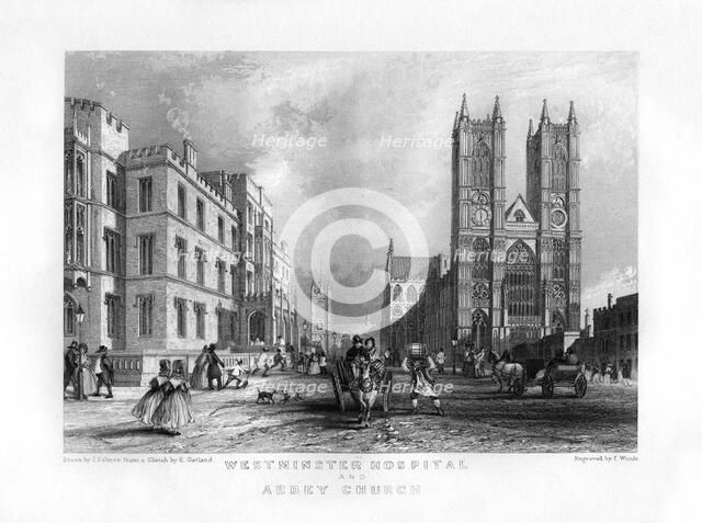 'Westminster Hospital and Abbey Church', London, 19th century.Artist: J Woods