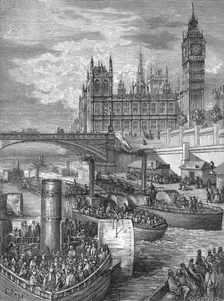 Westminster Stairs - Steamers Leaving 1872. Creator: Gustave Doré