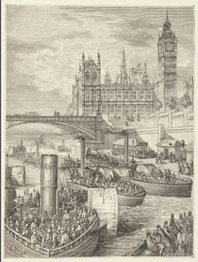 Westminster Stairs - Steamers Leaving, 1872. Creator: Jean Gauchard