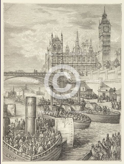 Westminster Stairs - Steamers Leaving, 1872.  Creator: Jean Gauchard.