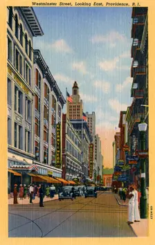 Westminster Street, looking east, Providence, Rhode Island, USA, 1940