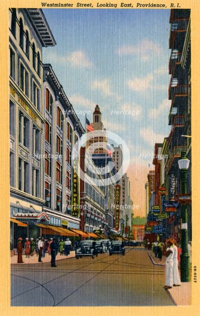 Westminster Street, looking east, Providence, Rhode Island, USA, 1940. Artist: Unknown