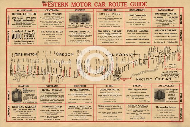 Western motor car route guide, (1915?). Creator: Unknown.