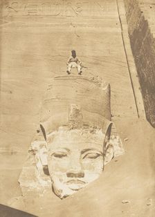 Westernmost Colossus of the Temple of Re, Abu Simbel, 1850. Creator: Maxime du Camp