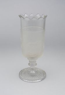 Westward Ho!/Pioneer pattern celery vase, c. 1876. Creator: Gillinder & Sons