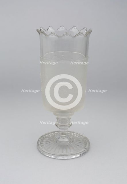 Westward Ho!/Pioneer pattern celery vase, c. 1876. Creator: Gillinder & Sons.