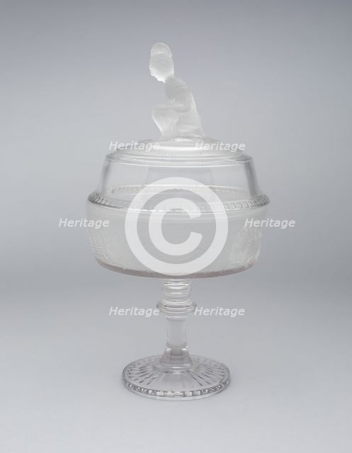Westward Ho!/Pioneer pattern covered dish, 1876/90. Creator: Gillinder & Sons.