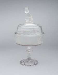 Westward Ho!/Pioneer pattern covered dish, 1876/90. Creator: Gillinder & Sons