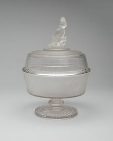 Westward Ho!/Pioneer pattern covered footed compote, c. 1876. Creator: Gillinder & Sons