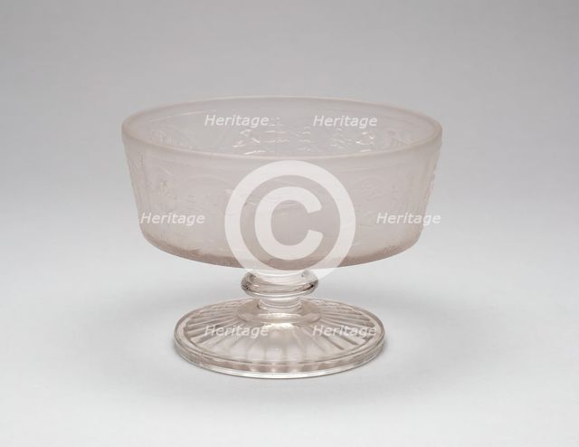 Westward Ho!/Pioneer pattern footed dish, c. 1876. Creator: Gillinder & Sons.