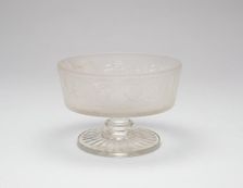 Westward-Ho!/Pioneer pattern footed dish, c. 1876. Creator: Gillinder & Sons