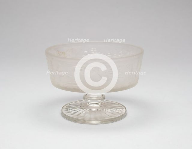 Westward-Ho!/Pioneer pattern footed dish, c. 1876. Creator: Gillinder & Sons.