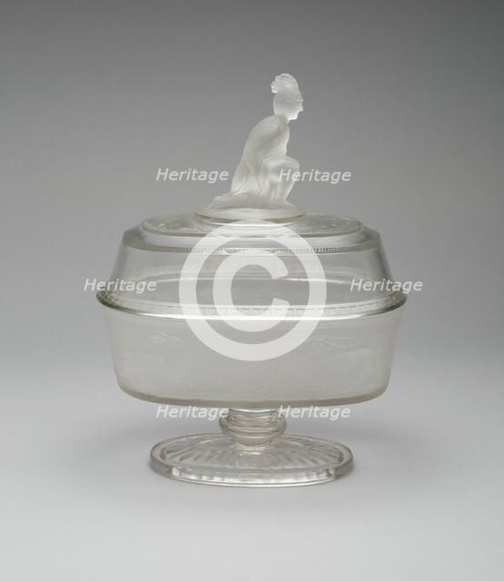 Westward Ho!/Pioneer pattern covered compote, c. 1876. Creator: Gillinder & Sons.