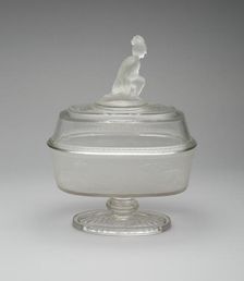 Westward Ho!/Pioneer pattern covered compote, c. 1876. Creator: Gillinder & Sons