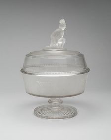 Westward Ho!/Pioneer pattern covered footed compote, c. 1876. Creator: Gillinder & Sons