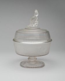 Westward Ho!/Pioneer pattern covered footed compote, c. 1876. Creator: Gillinder & Sons