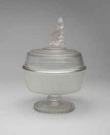 Westward Ho!/Pioneer pattern covered footed compote, c. 1876. Creator: Gillinder & Sons