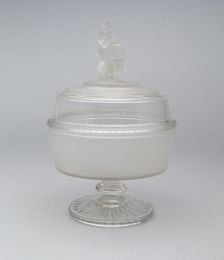Westward Ho!/Pioneer pattern covered footed compote, c. 1876. Creator: Gillinder & Sons