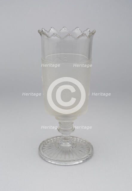 Westward Ho!/Pioneer pattern celery vase, c. 1876. Creator: Gillinder & Sons.