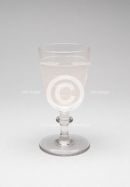Westward Ho!/Pioneer pattern goblet (third of a set of four), c. 1876. Creator: Gillinder & Sons.