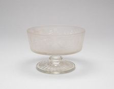 Westward-Ho!/Pioneer pattern footed dish, c. 1876. Creator: Gillinder & Sons