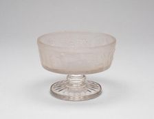 Westward Ho!/Pioneer pattern footed dish, c. 1876. Creator: Gillinder & Sons