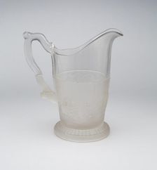 Westward Ho!/Pioneerpattern pitcher, c. 1876. Creator: Gillinder & Sons