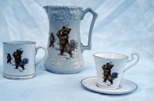 WH Grindley and Co porcelain with teddy bear motifs, 1910-30. Creator: Unknown