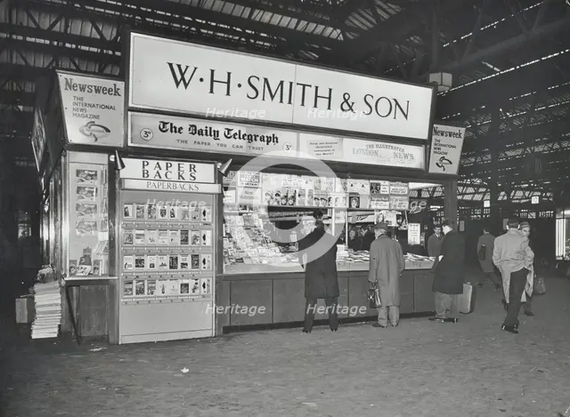WH Smith's bookstall at Waterloo Station, Lambeth, London, 1960. Artist: Unknown.