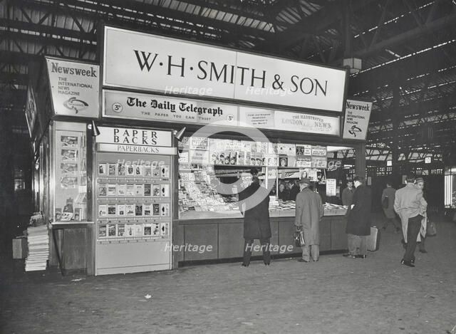 WH Smith's bookstall at Waterloo Station, Lambeth, London, 1960. Artist: Unknown.