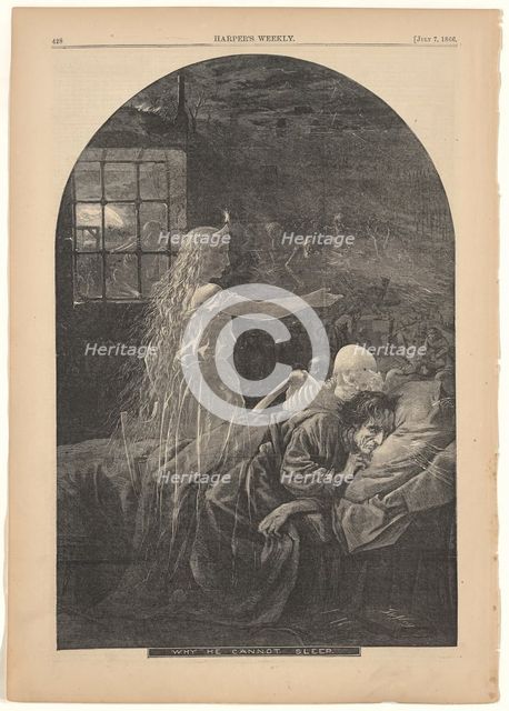 Why He Cannot Sleep, 1866. Creator: Thomas Nast.