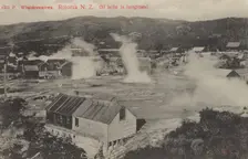 Whakarewarewa, Rotorua, New Zealand, oil baths in foreground, 1904-1915. Creator: Muir & Moodie