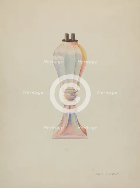 Whale Oil Lamp, 1935/1942. Creator: David S De Vault.