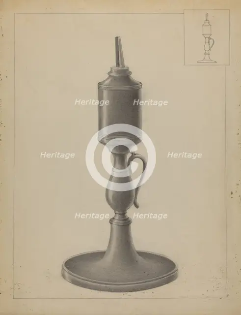 Whale Oil Lamp, 1935/1942. Creator: Irene Malawicz.