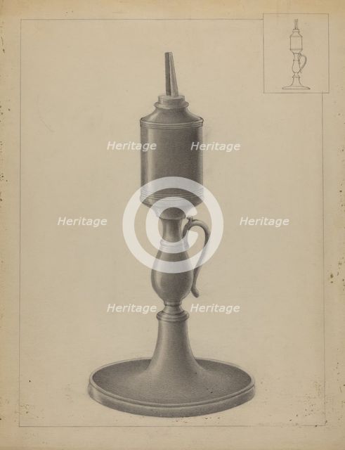 Whale Oil Lamp, 1935/1942. Creator: Irene Malawicz.