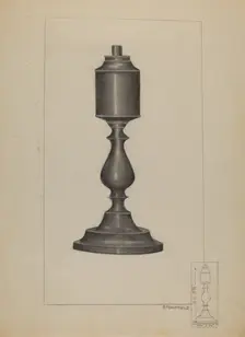 Whale Oil Lamp, 1935/1942. Creator: Joseph Stonefield